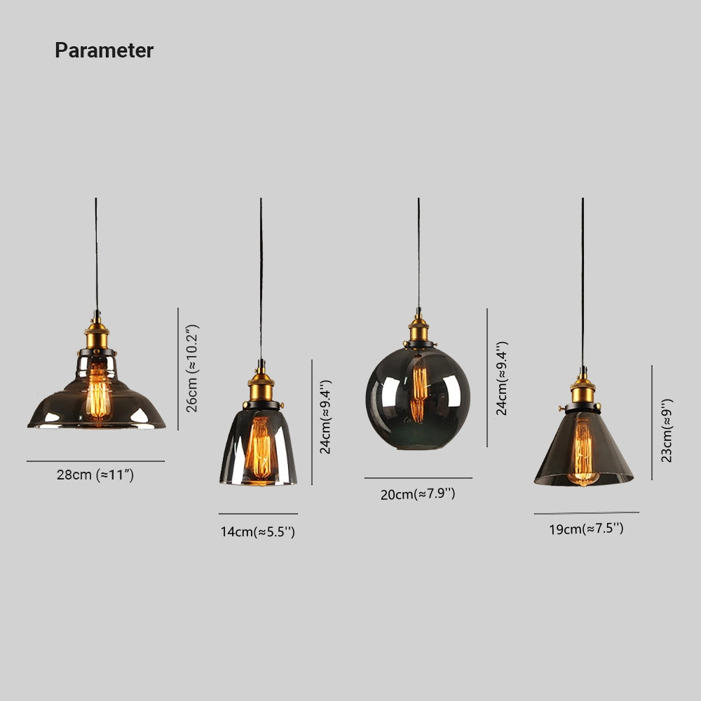 Luminária Pendente de Vidro Industrial Teni Transparente/Âmbar/Cinza Fumê