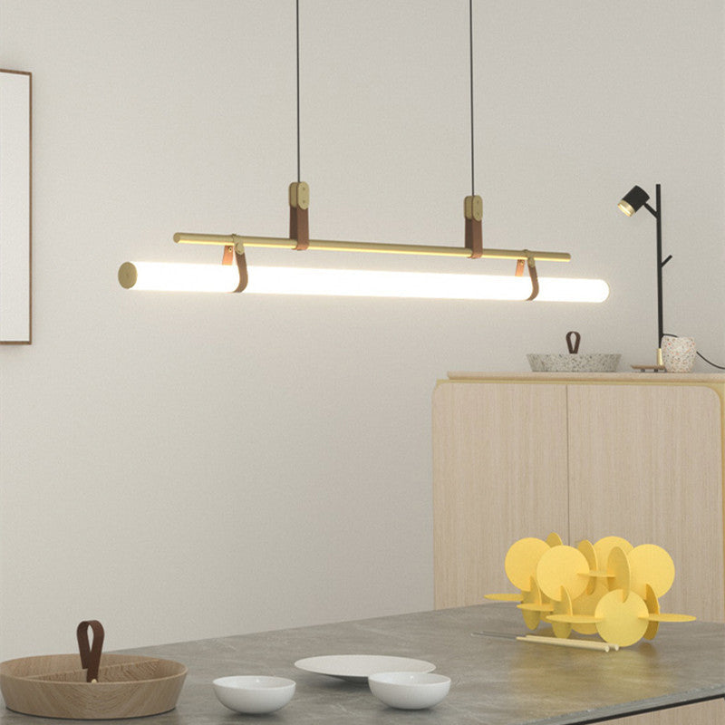 Luminária Pendente Linear Moderna Voren, Preto/Dourado