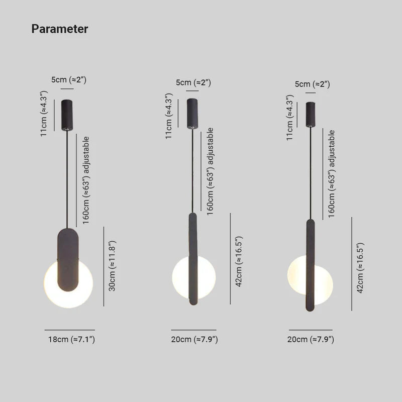 Kori Luminária Pendente LED Moderna Preto/Branco Sala de Estar