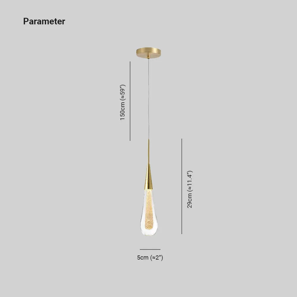 Pendente Eloria com Gota de Cristal Dourado