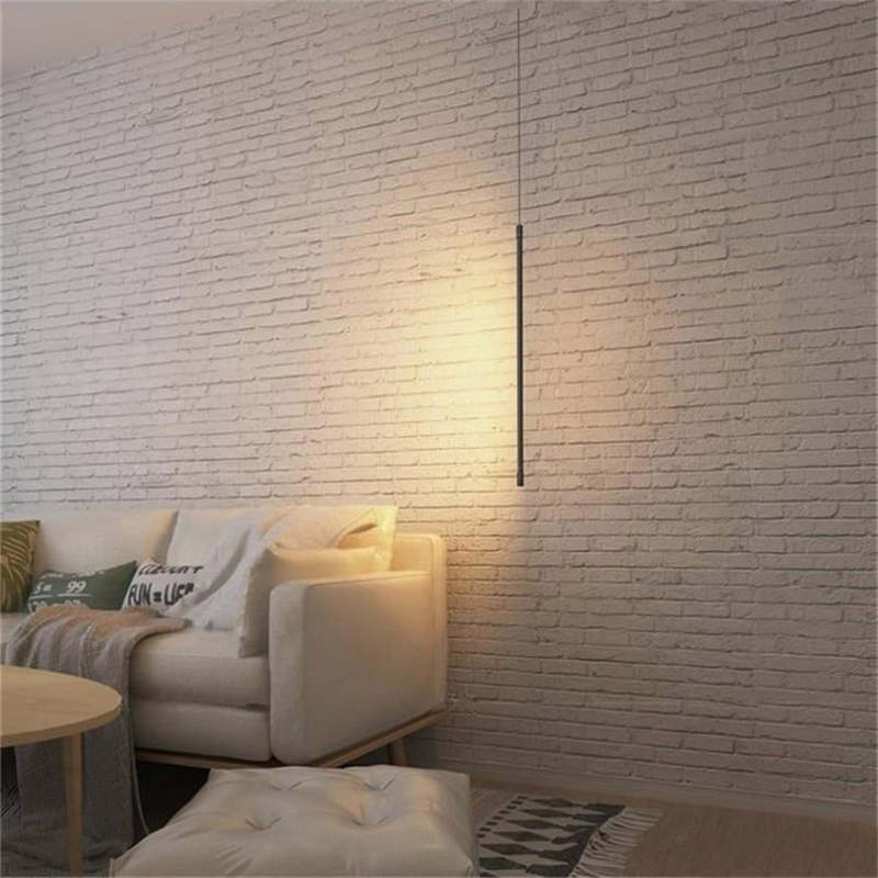 Tavix Luminária Pendente Linear Minimalista de Cabeceira, Preta