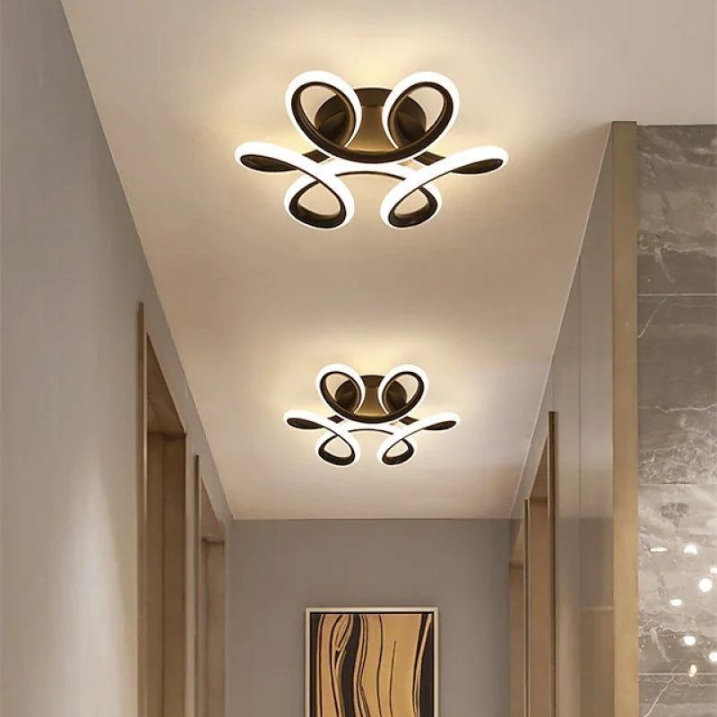 Luminária de Teto Sio Moderna em Forma de Flor, Preto/Branco, Corredor