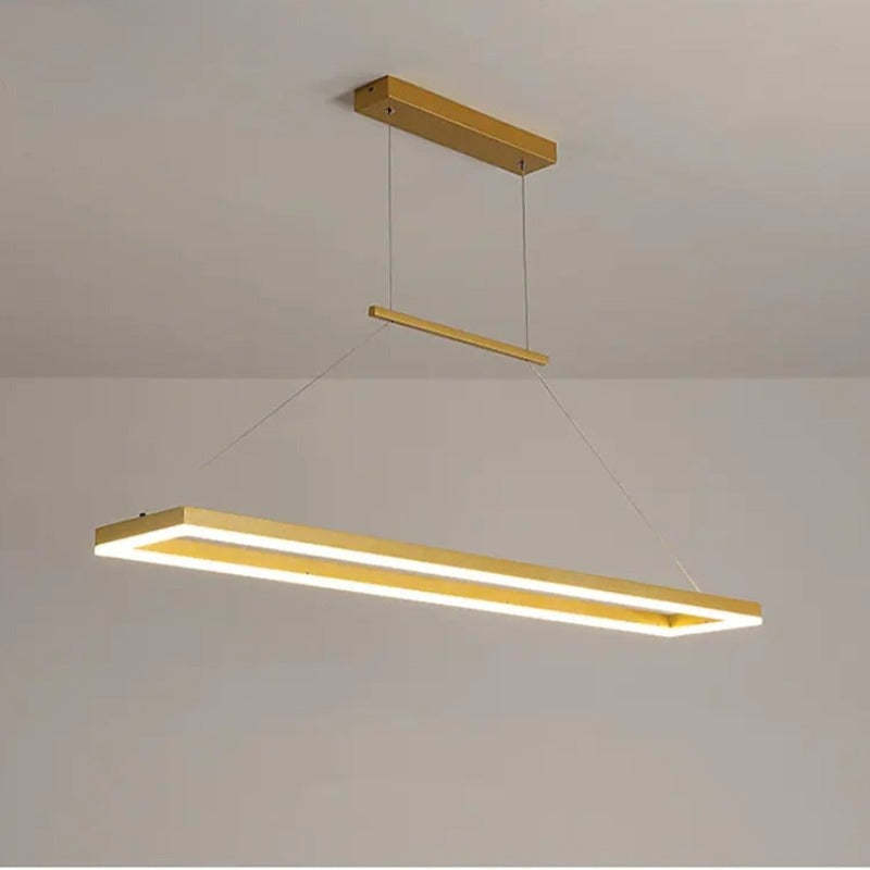Nexil Moderna Luminária Pendente Retangular, Dourado/Café