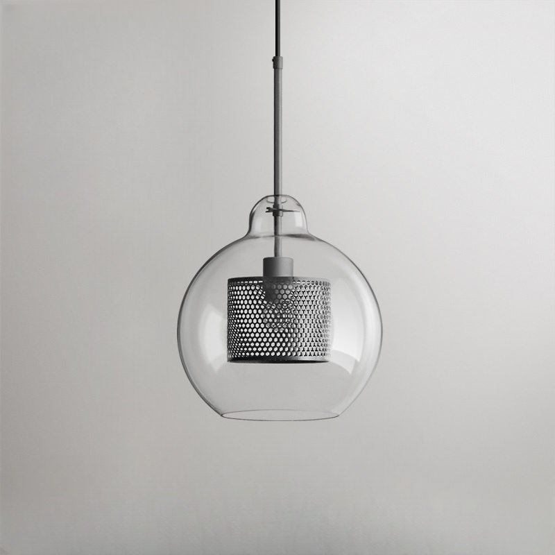 Luminária Pendente Nerel Contemporânea Dourada, Vidro, Globo/Cilíndrica