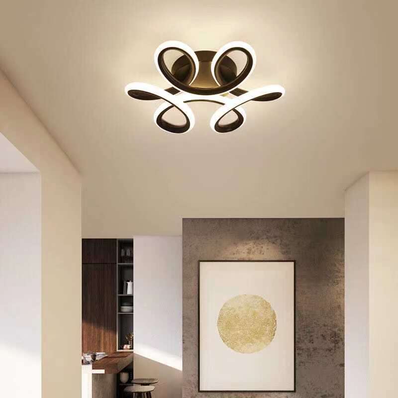 Luminária de Teto Sio Moderna em Forma de Flor, Preto/Branco, Corredor