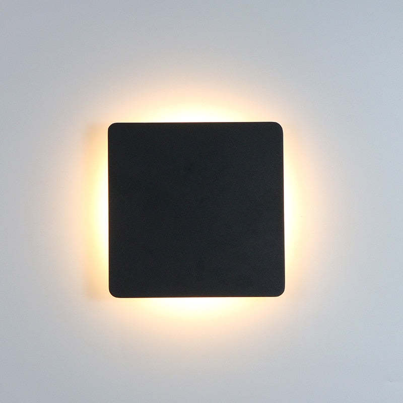 Luminária de Parede Externa LED Dori Minimalista Redonda/Quadrada, Preto/Branco