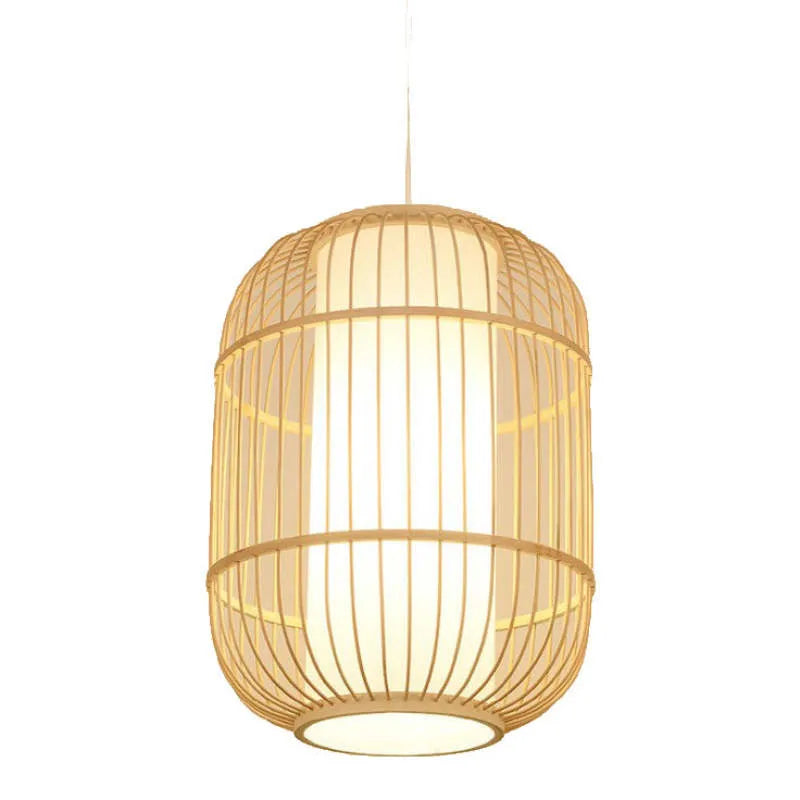 Luminária Pendente Taven Vintage de Rattan e Bambu Tecido à Mão