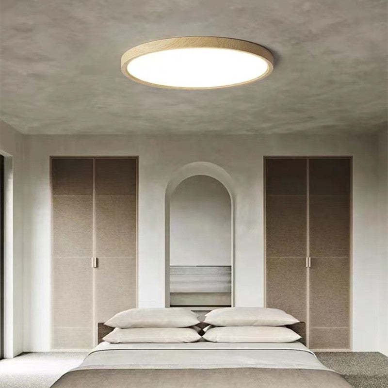Plafom de Teto Orvix LED Minimalista de Madeira