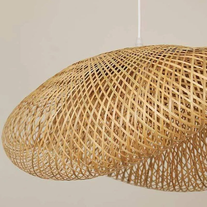 Luminária Pendente Veltrix de Bambu Natural para Ilha de Cozinha