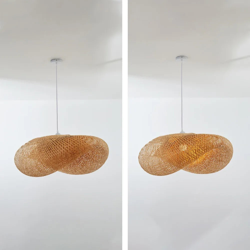 Luminária Pendente Veltrix de Bambu Natural para Ilha de Cozinha