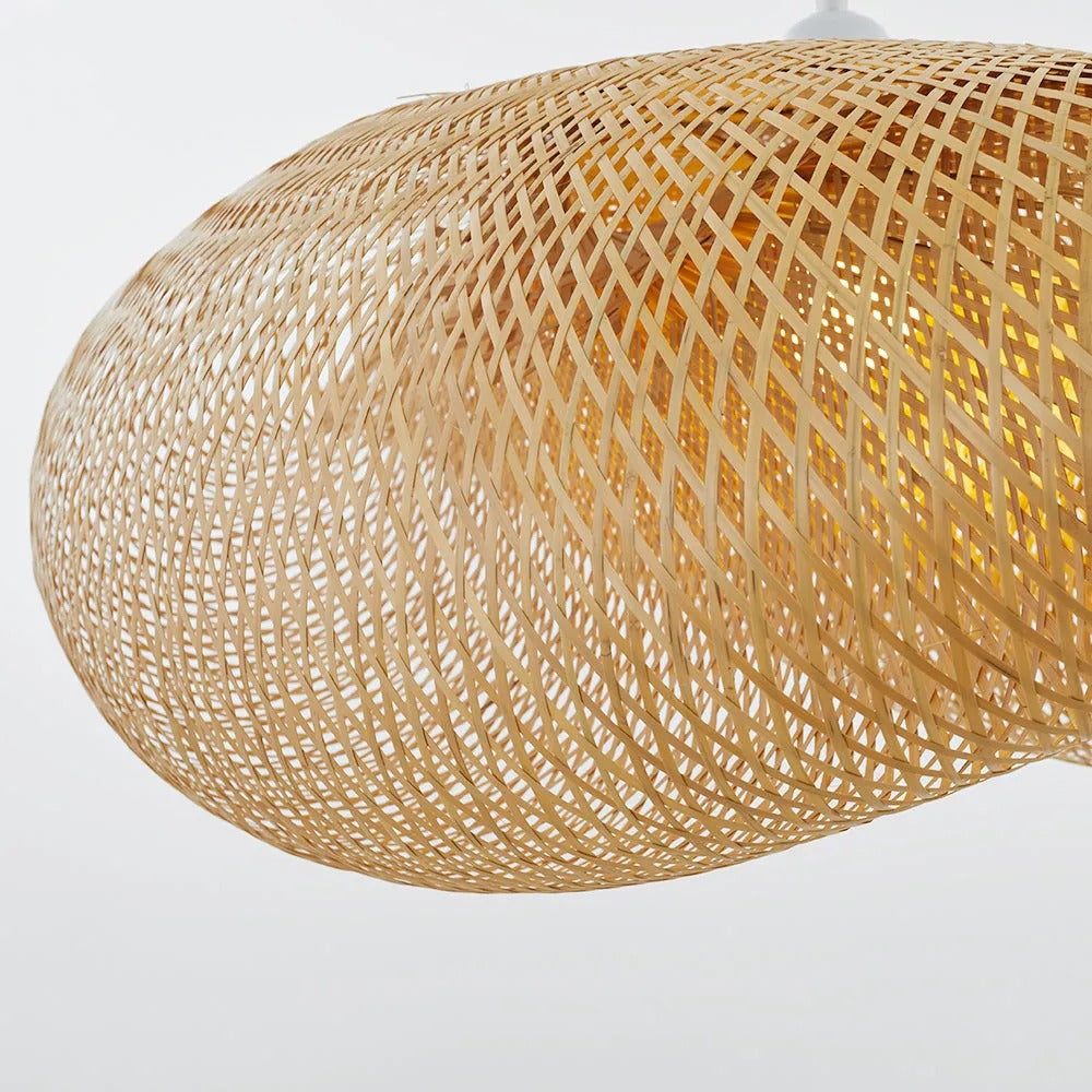 Luminária Pendente Veltrix de Bambu Natural para Ilha de Cozinha