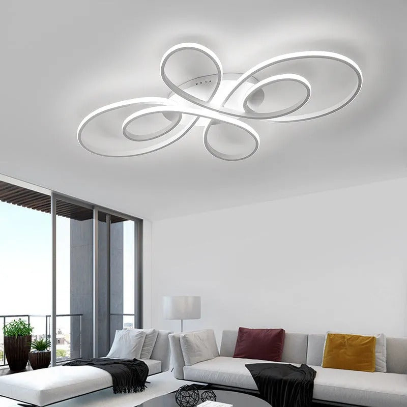 Plafon de Teto Rori Moderno LED com Múltiplos Anéis, Marrom/Branco