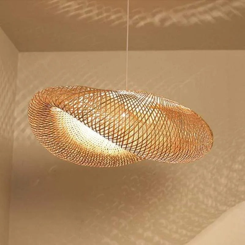 Luminária Pendente Veltrix de Bambu Natural para Ilha de Cozinha